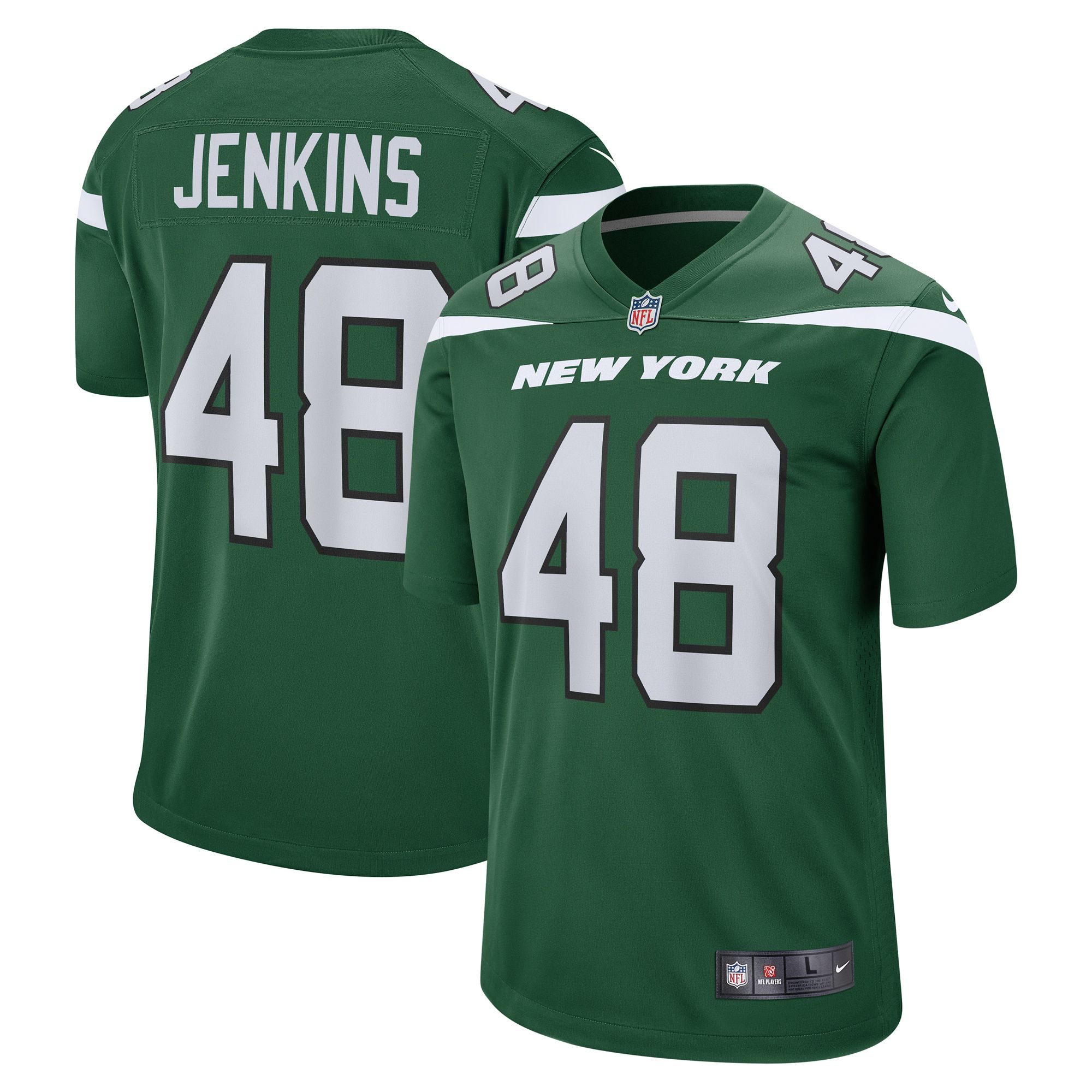 Men New York Jets #48 Jordan Jenkins Nike Gotham Green Game NFL Jersey->new york jets->NFL Jersey